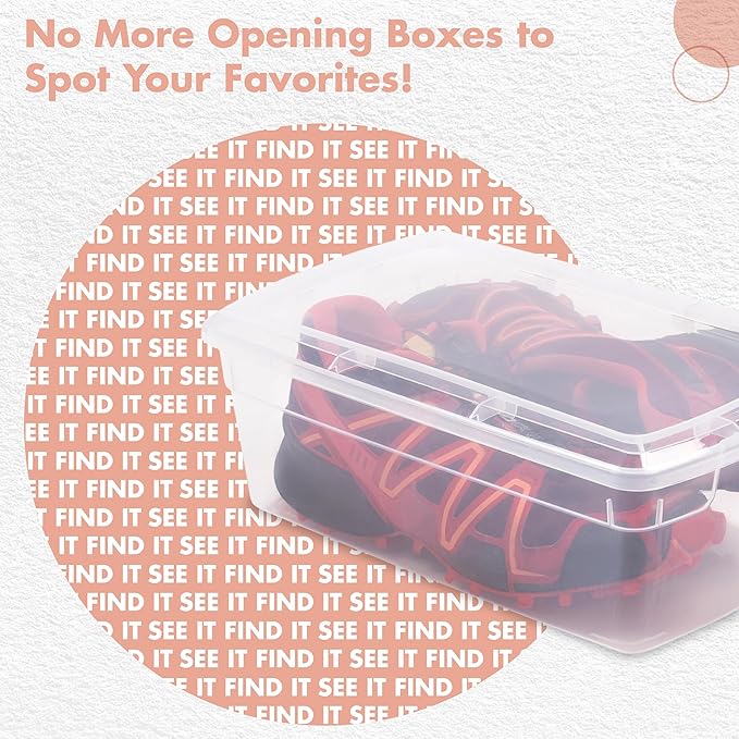 ORGANIZE-IT!,Pack of 24-6QT Ultra Premium Clear Shoe Box, Modular Storage Box for Shoes, Versatile Organization and Storage Box with Clear Base and Lid, 12.9" L X 7.9" W X 4.7" H