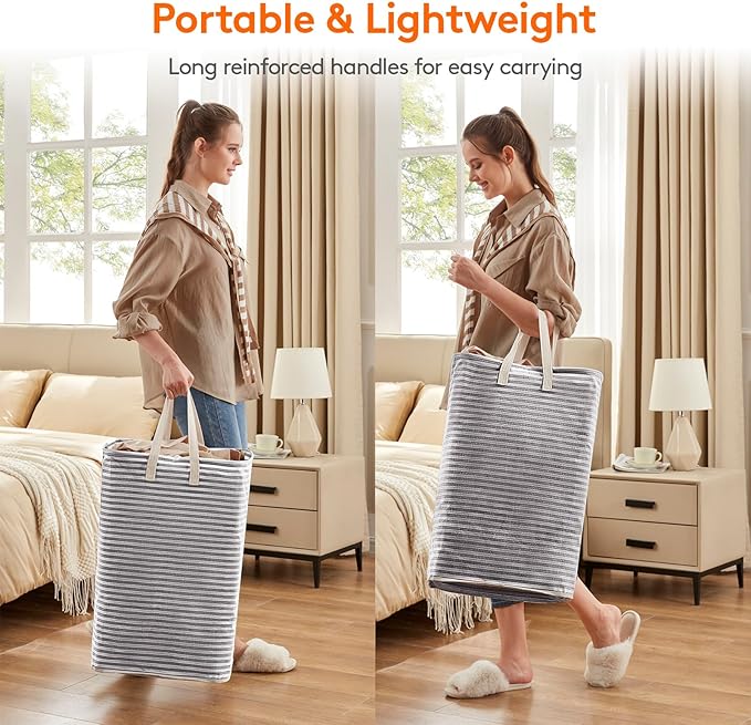 Lifewit 3 Pack Laundry Hamper Large Collapsible Laundry Baskets, Freestanding Waterproof Clothes Hamper with Easy Carry Handles in Laundry Room Bedroom Bathroom College Dorm, Black, 3 x 80L