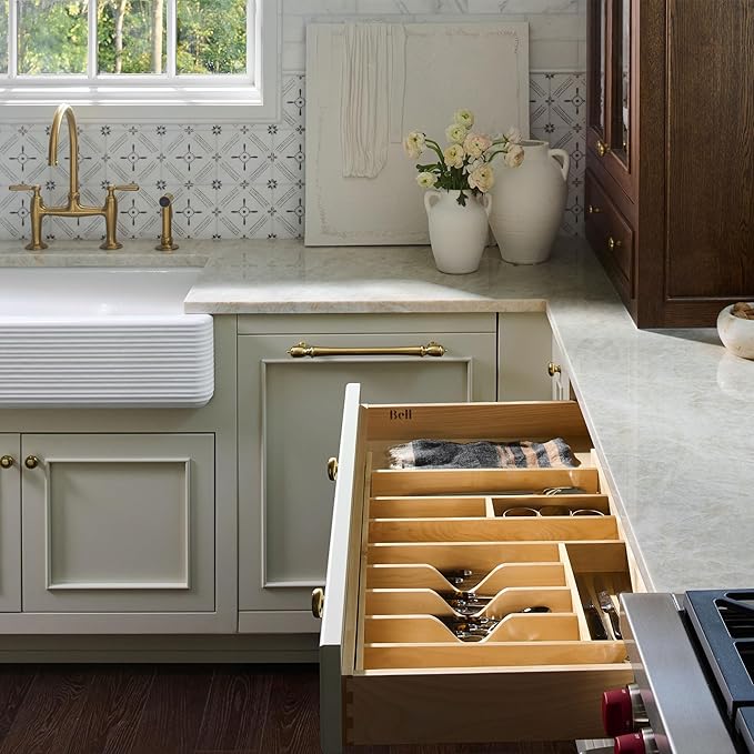 Rev-A-Shelf Wood Trim-to-Fit Utensil Drawer Insert Organizer, 33" x 22" - Spoons, Forks, Silverware, and Cutlery Drop-In Storage Tray for Kitchen Cabinet Organization, 4WUTCT-36-1