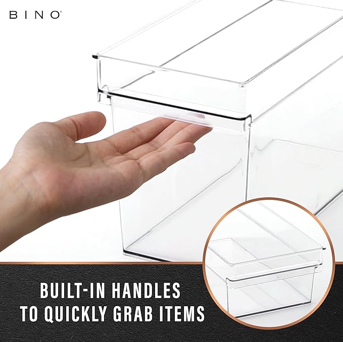 BINO | Plastic Storage Bins, X-Large | THE HANDLER COLLECTION | Multipurpose Organizer Bins | Kitchen Pantry Organizers and Storage | Clear Containers for Organizing Home | Freezer Organizer