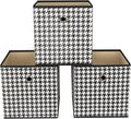 Foldable Storage Cubes Bins,11 Inch Cloth Storage Cube Fabric Storage Box Cubes Organizer Baskets with Dual Handles for Home Organizer Set of 3 (Houndstooth)