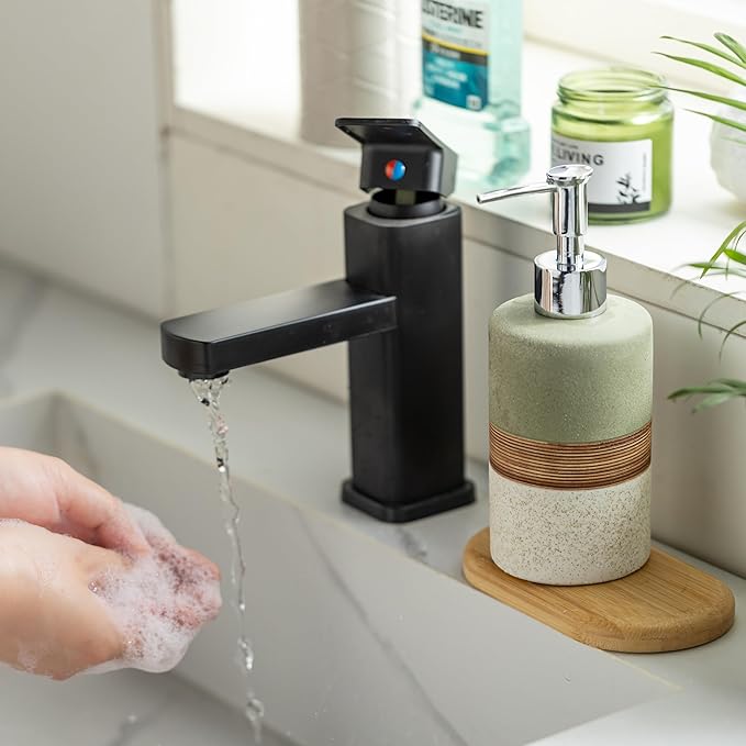 Dish Soap Dispenser for Bathroom, Hand Soap Dispenser with Stainless Steel Pump, Includes Silicone Funnel, Non-Slip Design, Matte Finish, Kitchen Decor