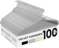 SONGMICS Velvet Hangers 100 Pack, Non-Slip Clothes Hangers with Silver-Colored Swivel Hooks, Slim Space-Saving for Closet, Heavy-Duty, Dove Gray UCRF026GD03S