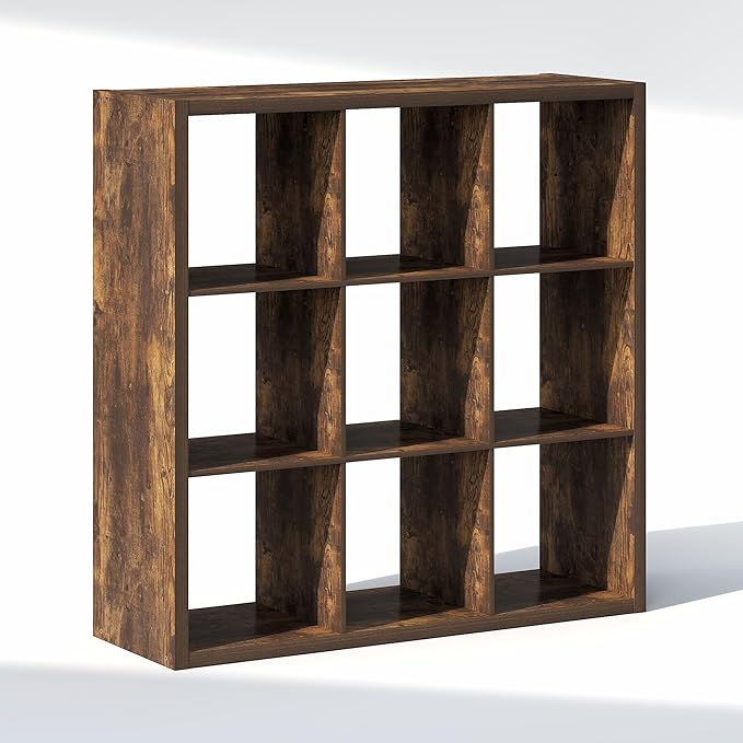 Furinno Cubic Closet Organizers and Storage, 9-Cube Closet Organizer, Open Shelf Closet Storage, Extra Thick Frame for Wardrobe, Bedroom, Living Room, Amber Pine