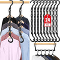 24 Pack Hangers Space Saving Magic Plastic Hanger Organizer Shirt Space Saving Hangers, Multi Clothes Hangers Space Saver for Closet Organizers Storage College Dorm Room Essentials, Black