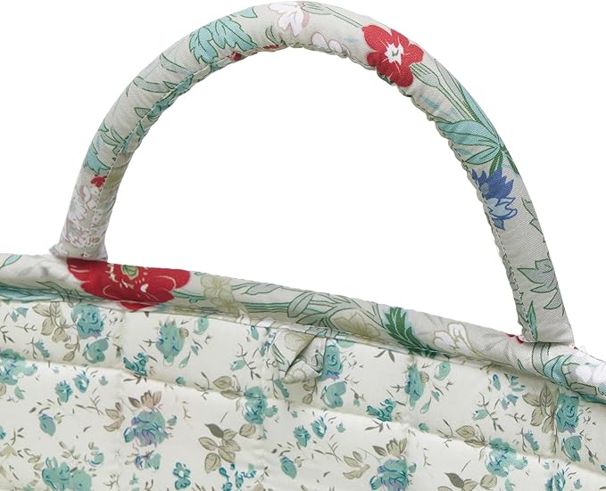 Boho Fabric Storage Basket, Large Capacity Laundry Basket, 12.2'' x 10.23'' x 10.23'' Collapsible Laundry Hamper with Easy Carry Handles (Ivory, L)
