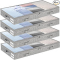 3 Inch Low Profile Under Bed Storage Drawer 4 Pack, Lightweight Underbed Clothes Storage Container Bins with NO STURCTURE, Shallow Storage Bag for Dorm & Home, With Clear Lids & Water-Resistant Fabric