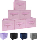 Pink Bins[6 Pack] 9.0"x7.5"x7.5" Small Size Fabirc Foldable Closet Toy Organizer Collapsible Cloth by BIGIC…