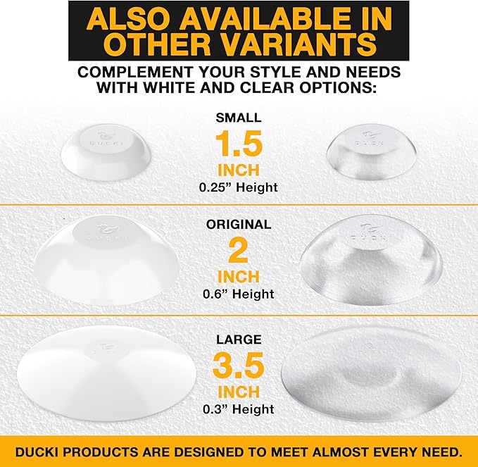 Ducki Wall Protectors - 4 Matte Black- Self Adhesive, Reusable Solution for Stopping Wall Damage & Noise from Doors, Refrigerator & More in Your Home & Office - Durable, Shock Absorbent, Discreet