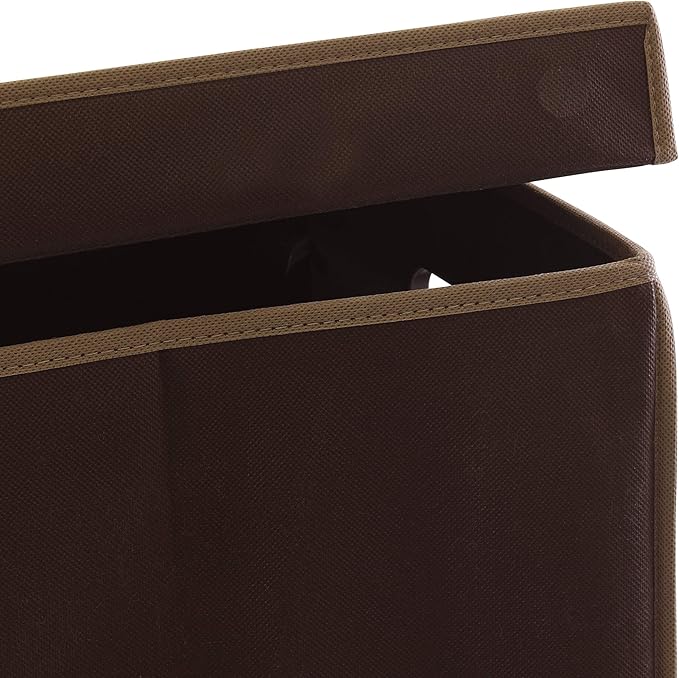 Simple Houseware Foldable Laundry Hamper Basket with Lid, Brown