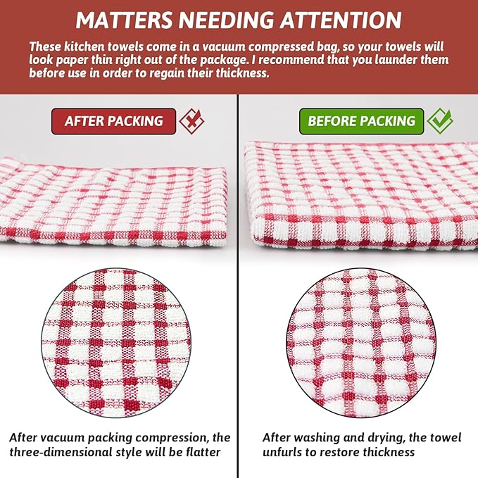 Nialnant 8 Pack Dish Cloths for Washing Dishes,Super Soft Kitchen Towels Absorbent Kitchen Dish Rags,Terry Cleaning Cloth-25 x 16 in