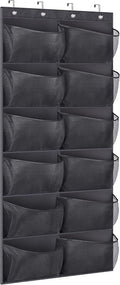 KIMBORA Boots Hanging Shoe Organizer for Closet 12 Extra Large Mesh Pockets Over The Door Shoe Rack for Men Shoes Size 16, Black