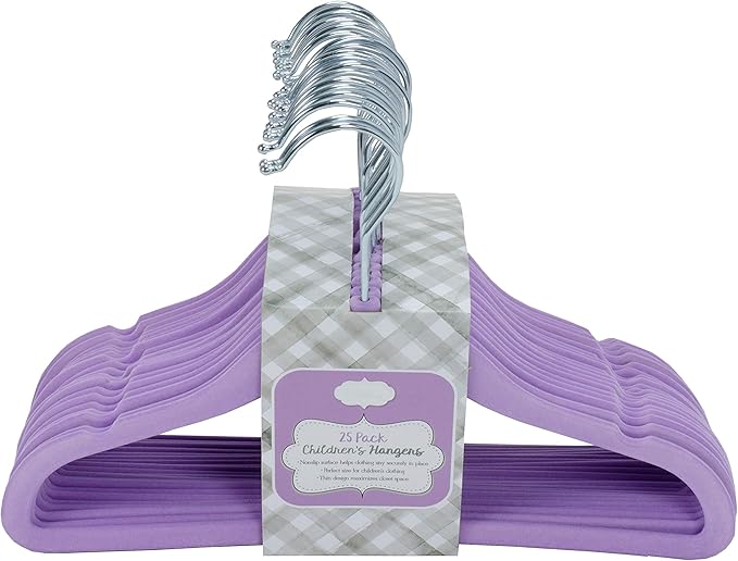 Ultra-Thin Premium Velvet Hangers - Space Saving Clothes Hangers - Non-Slip Hangers for Children - Maximize Closet Space - 25 Pack (African Violet)