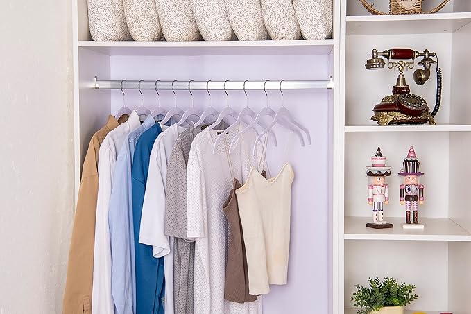 Quality Hangers Clothes Hangers 50 Pack - Non-Velvet Plastic Hangers for Clothes -Heavy Duty Coat Hanger Set -Space-Saving Closet Hangers with Chrome Swivel Hook, Non-Flocked Hangers (50, White)