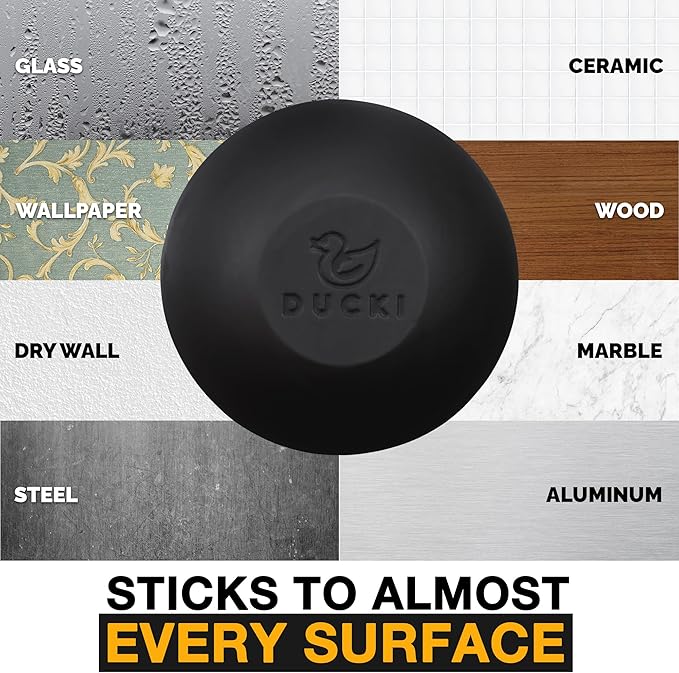 Ducki Wall Protectors - 4 Matte Black- Self Adhesive, Reusable Solution for Stopping Wall Damage & Noise from Doors, Refrigerator & More in Your Home & Office - Durable, Shock Absorbent, Discreet
