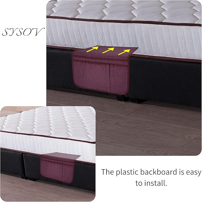 Bedside Caddy Bedside Storage Organizer Magazine Phone Tablet iPad Remote Holder, Organizer Caddy for Home College Dorm Bed, Sofa, Bunk Bed (Purple)