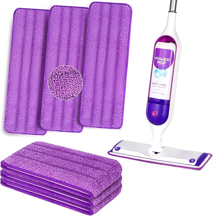 6 Pack Reusable Microfiber Mop Pads for Swiffer PowerMop, Power Mop Pads Refills for 13 ''-16 '' Spray Mop, Machine Washable Pad Replacement for All Floor Types Cleanin