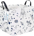 LANGYASHAN Square Storage Baskets Waterproof Canvas Children Laundry Nursery Hamper for Shelves Gift Baskets Toy Organizer Room Decor (Square spaceship)