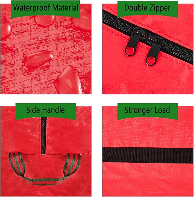 Christmas Tree Bag 4FT/5FT Small Christmas Tree Storage Bag Waterproof Tearproof with 4 Handles Easy to Transport/Organize Red 2 Pack