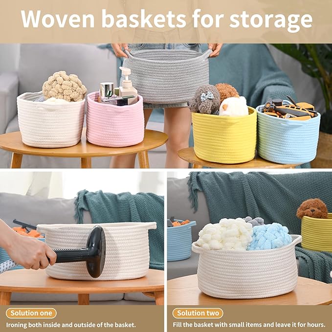 Baby Blue Cute Woven Storage Basket with Handle, Baskets for Gifts Empty, Gift Baskets for Valentines Day, Baby Shower, Burr, Raffle Fundraiser, Decorative Organizer Box for Baby Toy Pet
