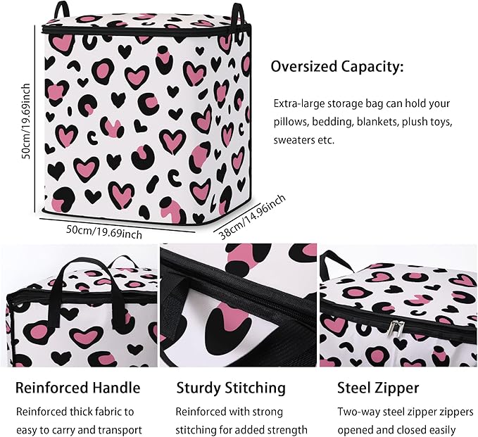 Large Comforter Storage Bag with Zipper,Closet Organizer for Clothes/Blankets/Quilts/Pillows,Fabric Storage Bags with Portable Handles 95L(2-Pack)