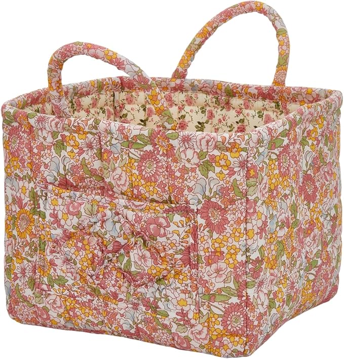 Boho Fabric Storage Basket, Large Capacity Laundry Basket, 12.2'' x 10.23'' x 10.23'' Collapsible Laundry Hamper with Easy Carry Handles (C Multi-Color 3, L)