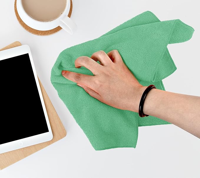 Avalon Towels Microfiber Cleaning Cloths (Value Pack of 48) - Size 16 x 16 Inches, Highly Absorbent Cleaning Rags, Lint Free, Reusable and Washable, Microfiber Towels for Cars (Green)