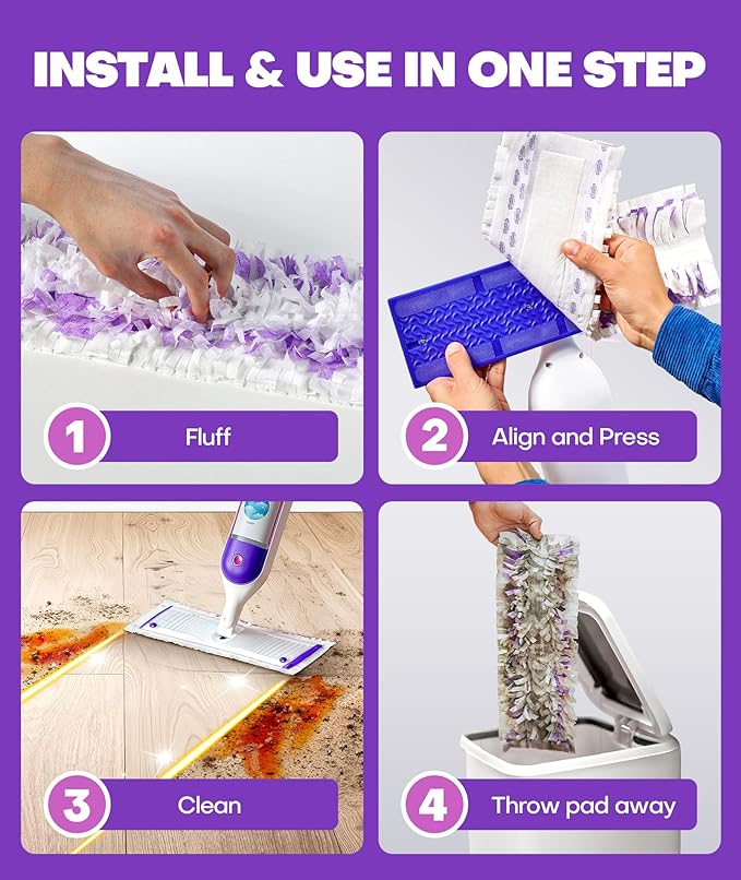 5X Cleaning Power Mop Refills for Swiffer Power Mop, 500+ Strips Multi-Surface PowerMop Refill Pads, 30 Count Disposable Powermop Wood Mops, Replacement Mopping Pad for Floor Cleaning