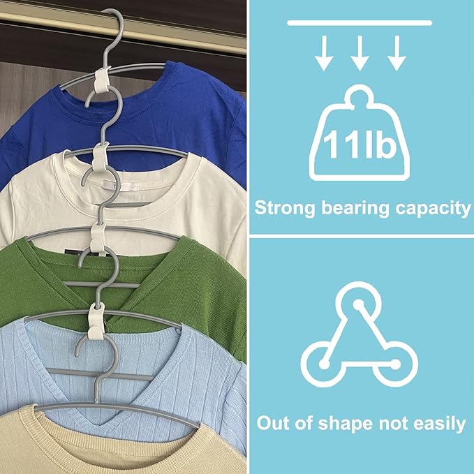 Clothes Hanger Connector Hooks, Space Saver Connector Hooks,5-Colors Hanger Extender Clips, Closet Organizer Space Saving Hangers for Clothes (50Pcs)