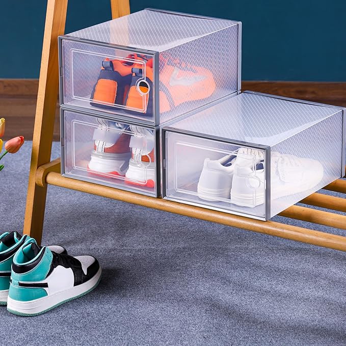 6PCS transparent shoebox for easy storage shoes odorless environmentally friendly particles plastic