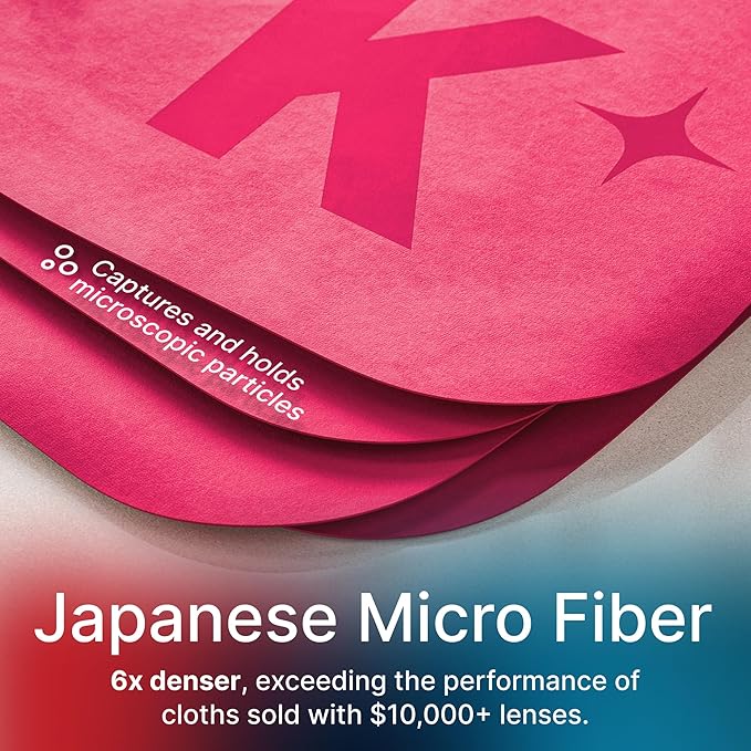 Koala Lens Cleaning Cloth | Japanese Microfiber | Glasses Cleaning Cloths | Eyeglass Lens Cleaner | Eyeglasses, Camera, VR/AR Headset, and Screen Cleaner | Pink & Orange (Pack of 6)