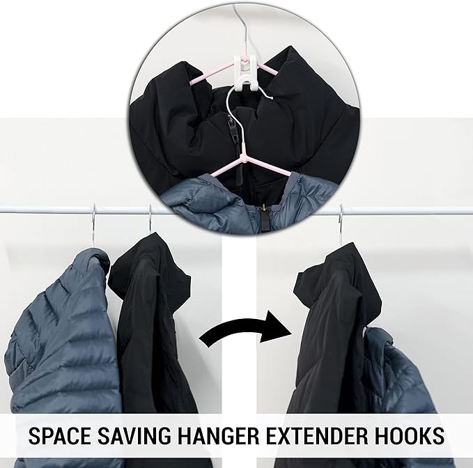 60 Pack S Shape Clothes Hanger Connector Hooks Extender Clips Mini Space Saver Clothes Hanger Extender Connector Space Saving Cascading Organizer Connection Hook White