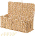 BROWNLILY Cable Management Box, Rattan Style Cord Organizer for Desk Cord Hider Outlet Covers Baby Proofing for Power Strip TV PC Router Charger Under Desk Storage with Lockable Lid and Cable Ties