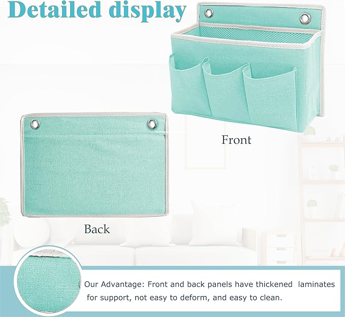 Someteth 2-Pack Wall Hanging Organizer Bag/Hanging Baskets with Large Mesh Compartment & 3 Pockets，Over the Door Organizer Space Saving Storage for Bedroom,RV Camper, Closet (Green -2 Pack)