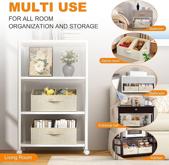 Closet Storage Bins 6 Pack, Large Closet Organizer Baskets with Divider & Handles,Trapezoid Fabric Shelf Organizers, Collapsible Storage Cubes for Clothes, Towels, Toys - Beige