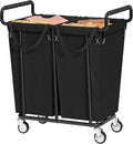 Large Laundry Hamper with Wheels, 2 - Bag 250L Rolling Medium Laundry Basket Sorter Cart, Medium - Sized Laundry Clothes Hamper, Heavy Duty Laundry Basket Organizer for Laundry Room, Bathroom