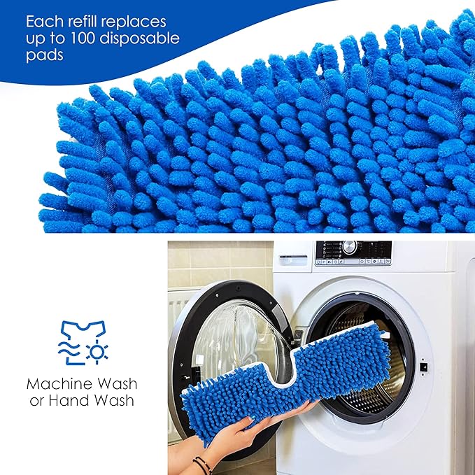 Houseables Dust Mop Replacement Head, Floor Mop Pads, Reusable Microfiber Flip Pads, Refill, Dust Head Replacement, Covers Washable, Refills, Flat, Dry, Wet, Rectangular, Double Sided, 18 Inch, 3 PK