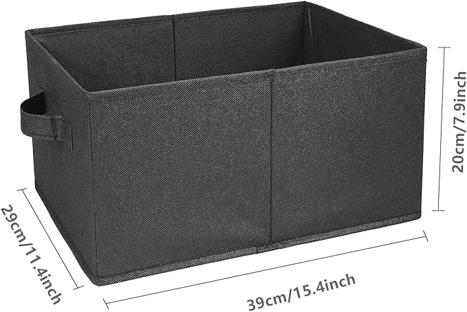 BOMKEE Clothings Collapsible Storage Bins, Foldable Organizers and Storage Baskets Cube Storage Bin for Bedroom Living Room (4 Pack) (Black, 15.4x11.4x7.9inch)