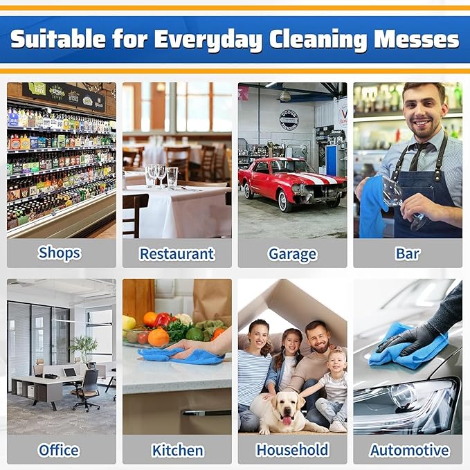 HOMERHYME Microfiber Cleaning Cloth, 200 Pack Blue Cleaning Rags Microfiber Towel Bulk Absorbent Lint-Free Wash Cloths, All-Purpose Towels for Cars, Shop, Automotive, Garage, Home & Kitchen