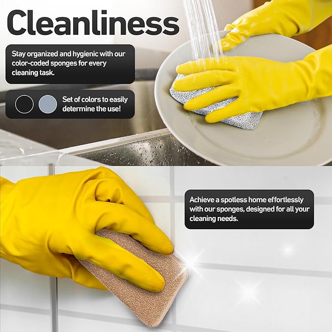 Casanero 6-Pack Silicone Scrubbing Sponges, Heavy-Duty, Non-Scratch | Reusable, Odor-Free, Multi-Purpose Cleaning for Dishes, Non-Stick, Countertops