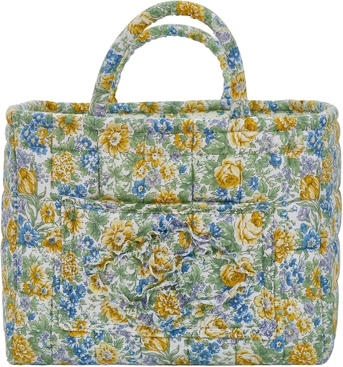 Boho Fabric Storage Basket, Large Capacity Laundry Basket, 12.2'' x 10.23'' x 10.23'' Collapsible Laundry Hamper with Easy Carry Handles (D Multi-Color 7, L)