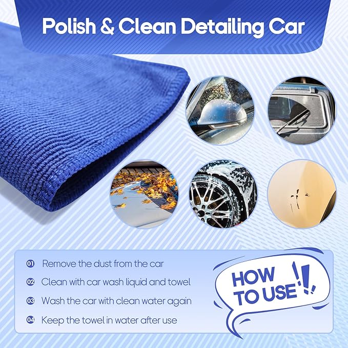 2PCS Clay Towel Auto Detailing, Clay Bar Towel Cloth Auto Detailing for Car (12 x 12 in) (Blue)