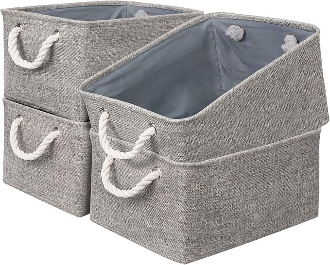 Sacyic Storage Basket Fabric Sturdy Canvas Storage Bins Organizer with Handles for Clothes and Storage Foldable Storage Boxes Cubes