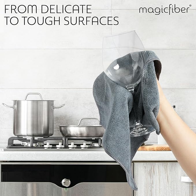 MagicFiber Microfiber Cleaning Cloth - 12 Pack, Large 13" x 11” Highly Absorbent Streak-Free Micro Fiber Cleaning Rags Towels for House, Car, Windows, Housekeeping, Household Dusting, Kitchen