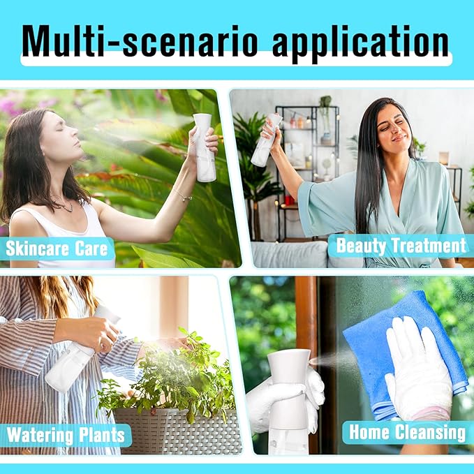 Spray Bottle For Hair,Continuous Water Mister for Hairstyling, Salons, Cleaning, Plants,Essential Oil Scents,Ultra Fine Mist Sprayer,6.8 OZ /200 ML-White(Christmas Gifts)