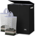 SOLEDI Double Laundry Hamper with Lid and Removable Laundry Bags - Large Dirty Clothes Hamper 2 Section - Collapsible Laundry Baskets for Bedroom, Bathroom, Laundry room, Apartment, Black