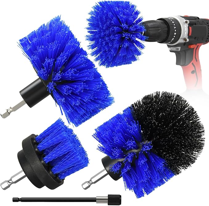 4pcs Drill Brush Attachment Kit, 2025 New Grout Drill Brush Set, All Purpose Power Scrubber Cleaning Kit for Bathtubs, Tile Grout Lines, Bathroom, Showers, Tile, Tile Seams