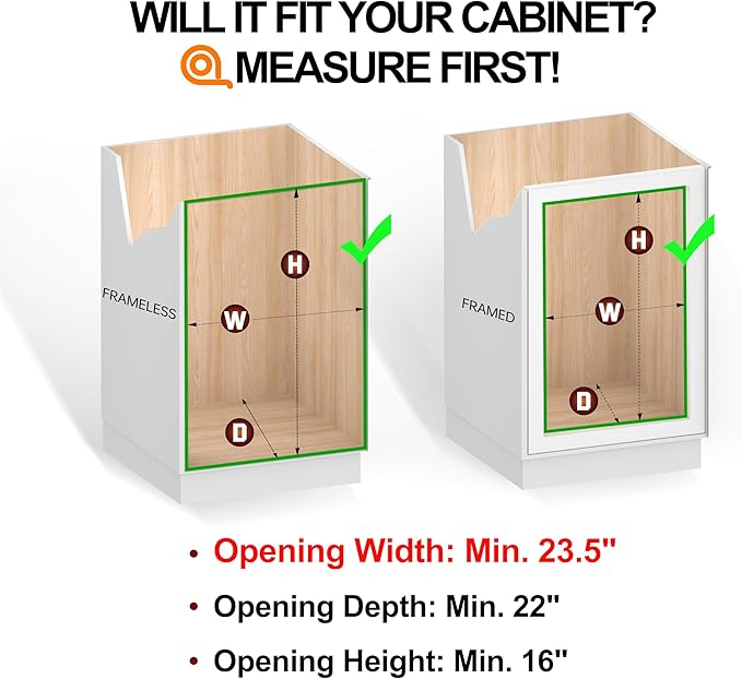 JOWBOOW (23" W x 22" D Cabinet Pull Out Shelves, 2-Tier | Heavy Duty Kitchen Pull Out Shelves for Wide Cabinets, 22 Inch Deep Sliding Cabinet Organizer