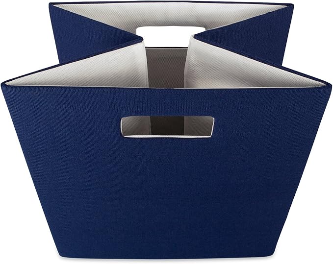 DII Poly-Cube Storage Collection Hard Sided, Collapsible Solid, Large, Nautical Blue