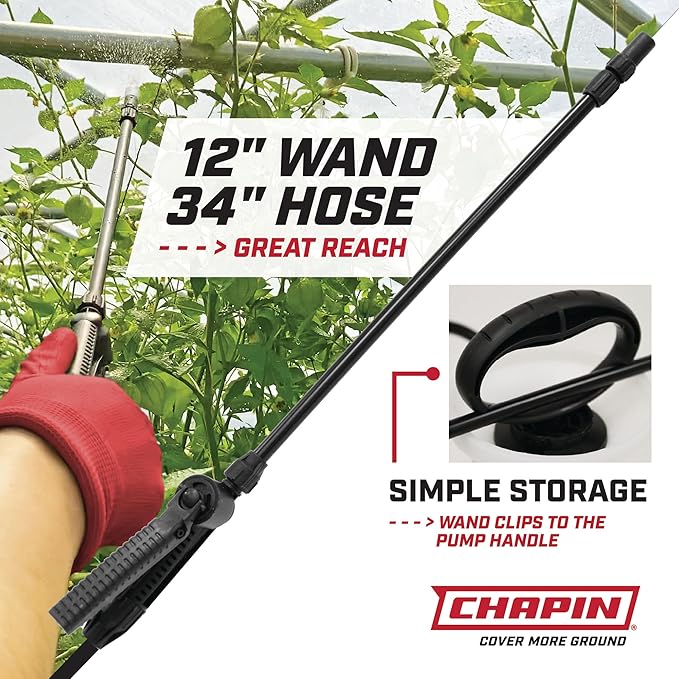 Chapin 20024 Pump Sprayer, 2‑Gallon, Lawn & Garden, Translucent Poly Tank, Funnel‑Top, SureSpray Anti‑Clog Filter, Adjustable Cone Nozzle & 34" Hose for Fertilizer, Weed & Pest Application, Pack of 2